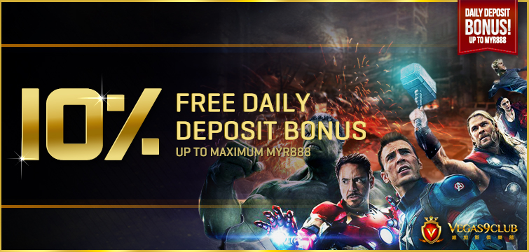 10% DAILY ONLINE CASINO BONUS- VEGAS9CLUB